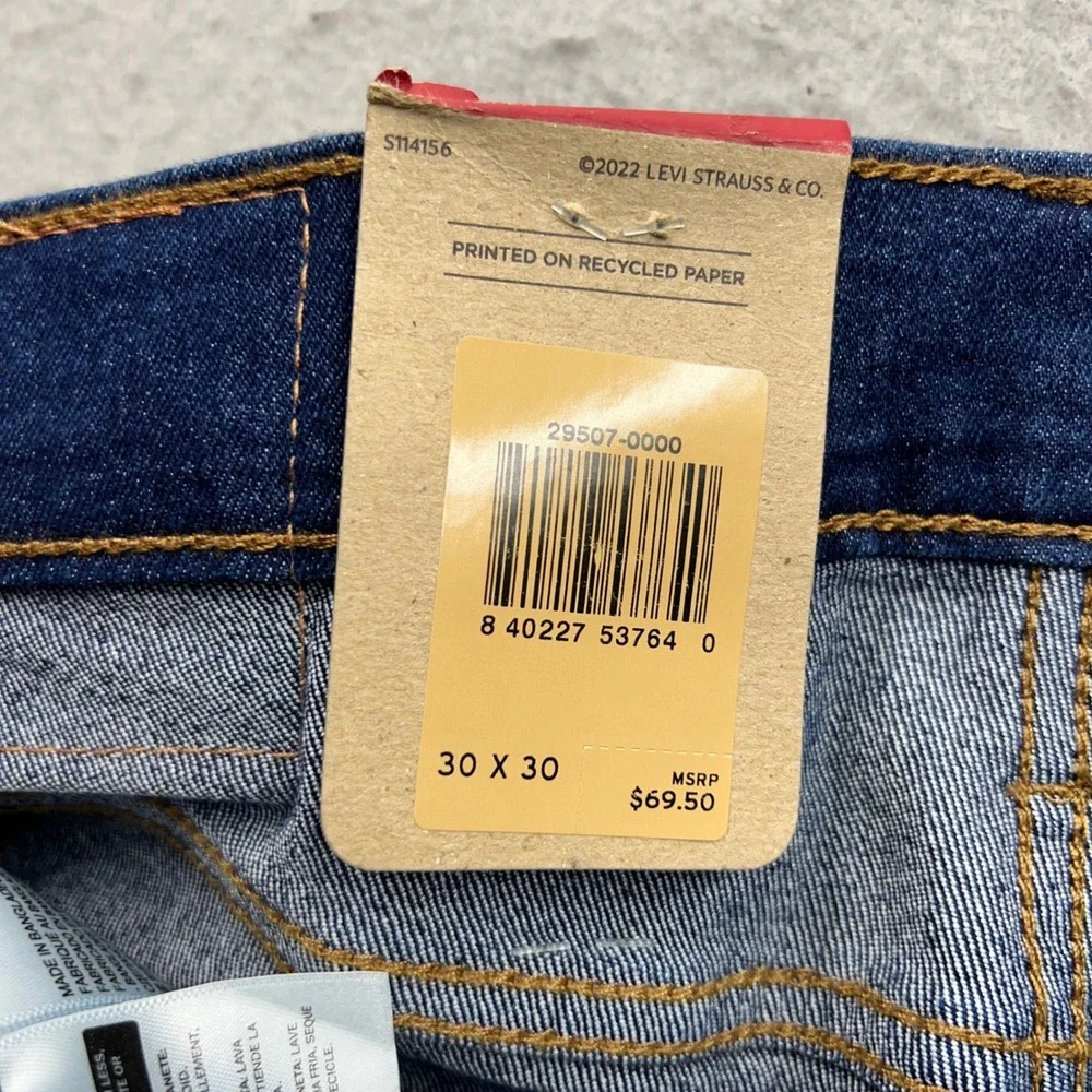 Levis 502 Taper Jeans Mens 30x30 Dark Wash Blue Stretch Denim 29507-0000 NEW